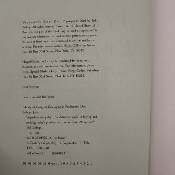 Vegetables Every Day Cookbook Jack Bishop - Picture 2 of 7